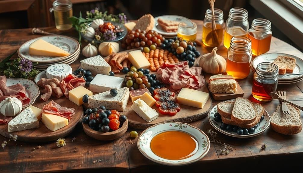 artfully arranged meat platters