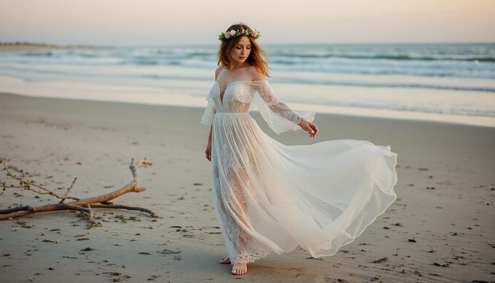 bohemian off shoulder gown