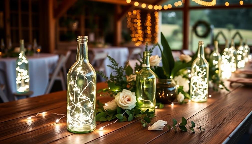 bottled fairy light decor