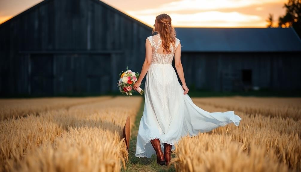 budget friendly barn wedding attire