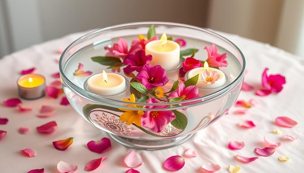 candlelit floral arrangements afloat