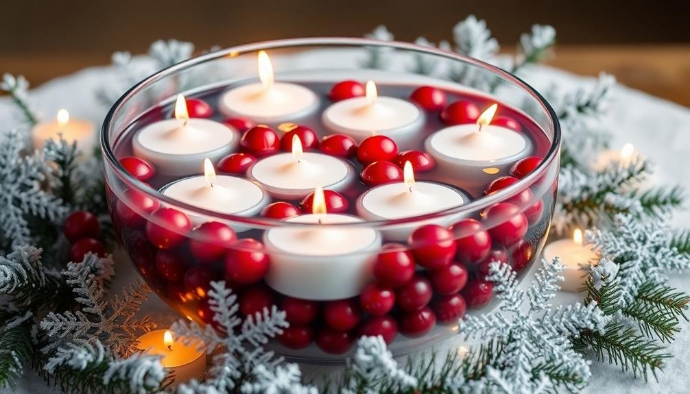 cranberry floating candle centerpiece