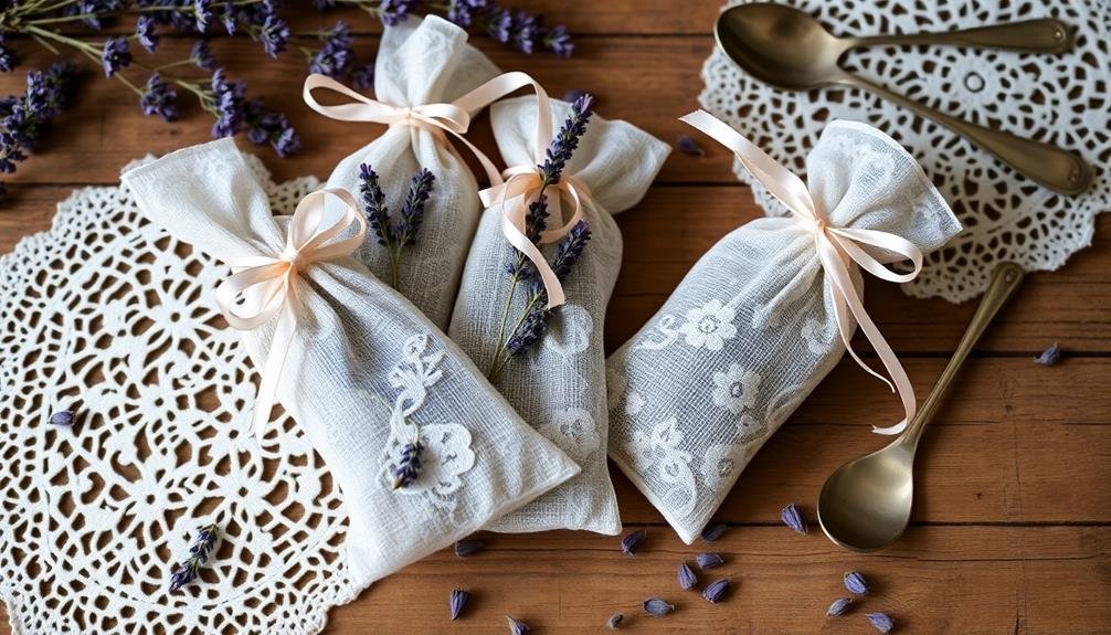 lavender sachets wrapped in lace