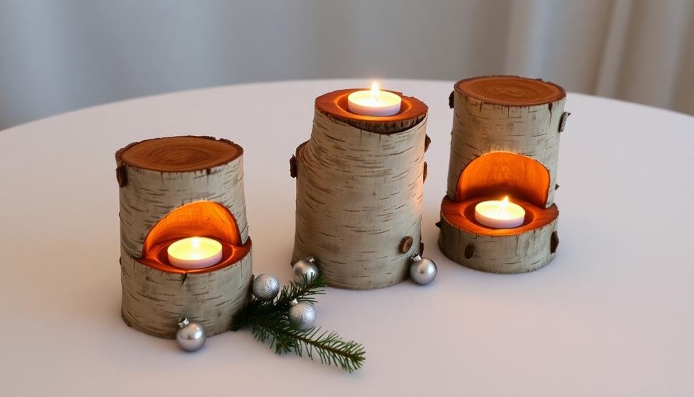 rustic birch log holders