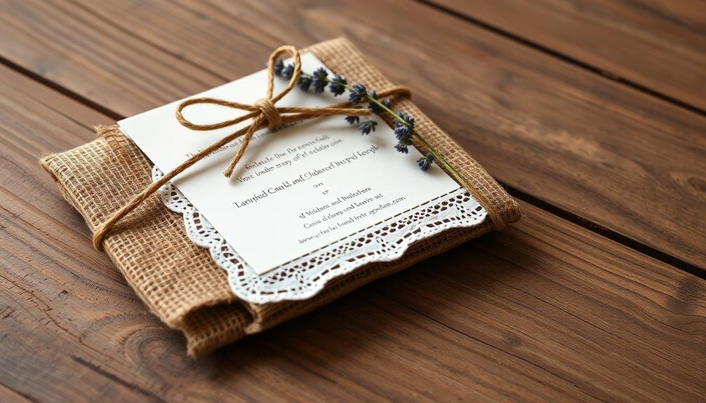 rustic burlap wedding invitations