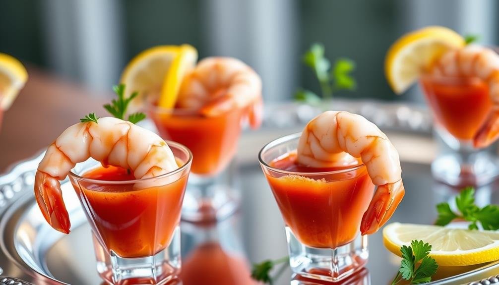 seafood appetizer in glasses