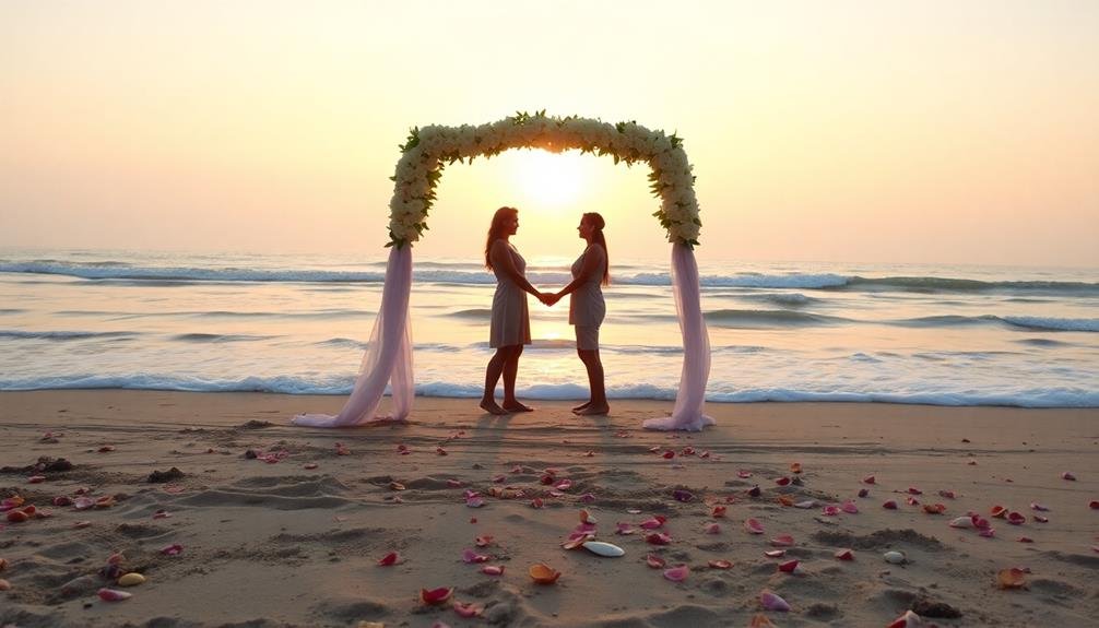 seaside wedding at dawn