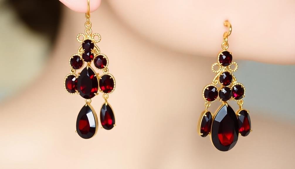 stylish garnet cluster earrings