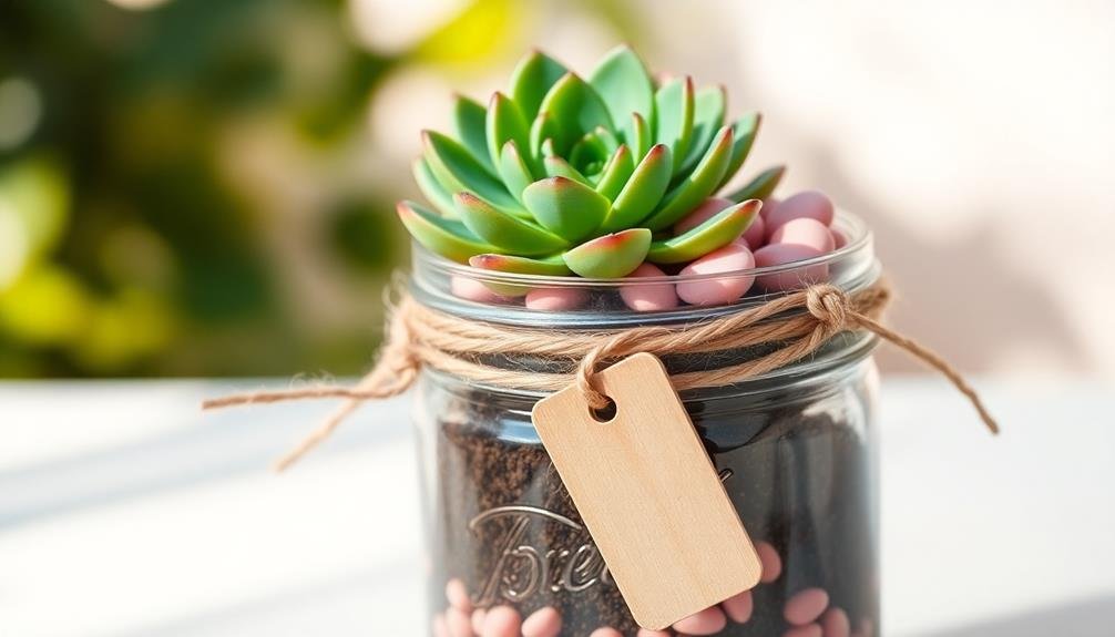 succulents in mason jars