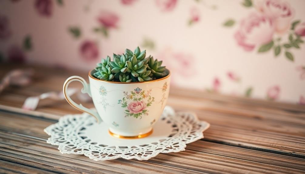 vintage succulent teacup planters