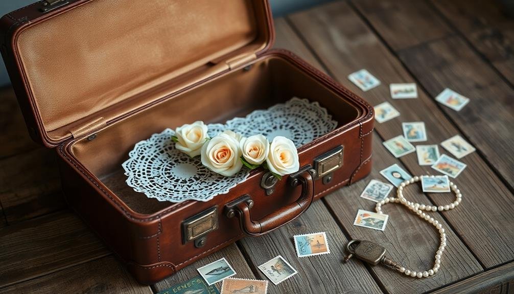 antique luggage greeting card