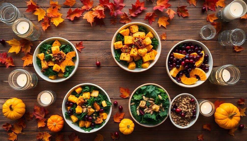 autumn themed salad bar