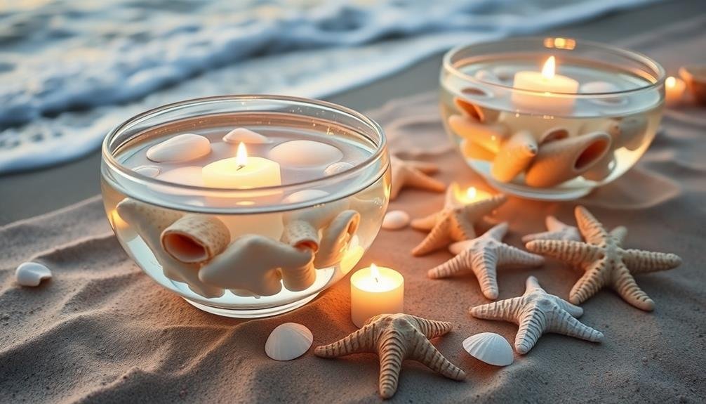 candle lit beach decor bowls