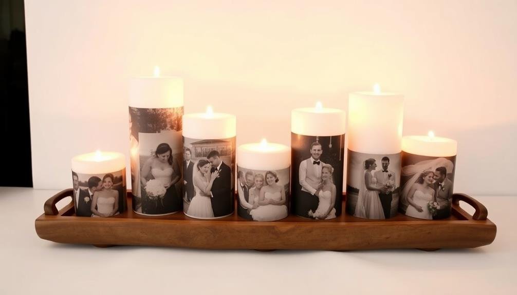 candles wrapped in photos