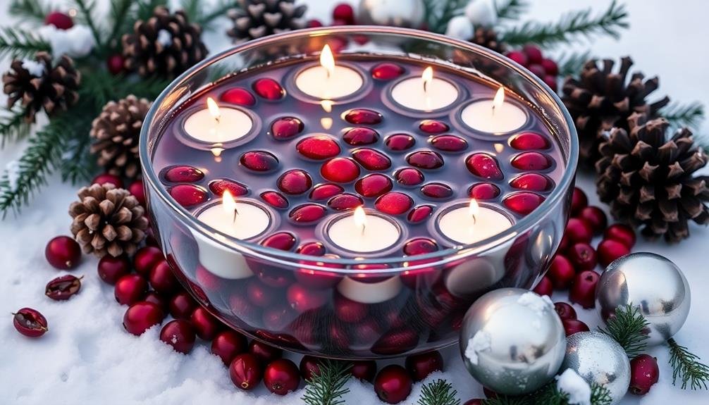 cranberry floating candle centerpiece