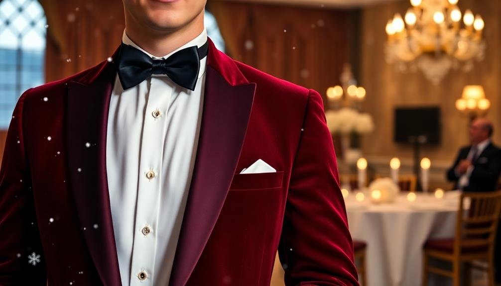 elegant burgundy velvet tuxedo