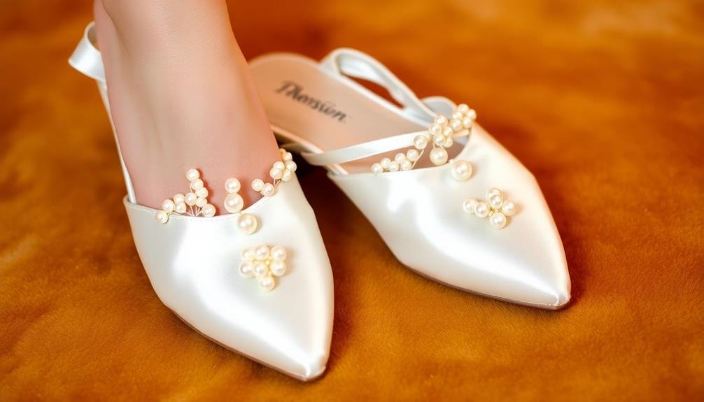 elegant pearl wedding slippers