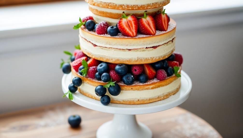 fruit topped semi naked cake