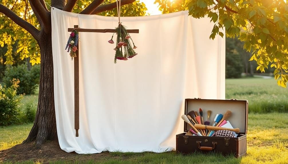 homemade photography station arrangement