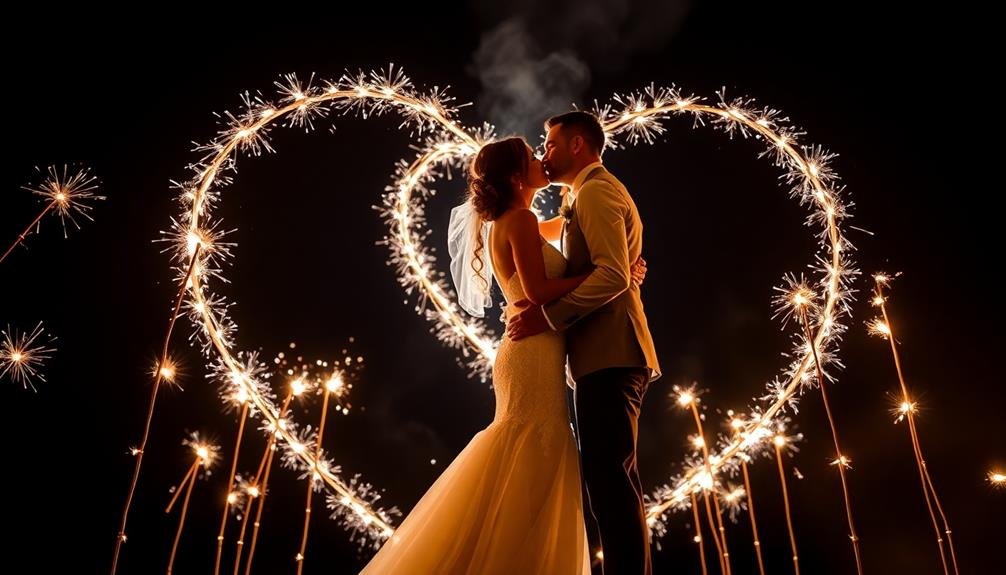 illuminated romantic fireworks shadows