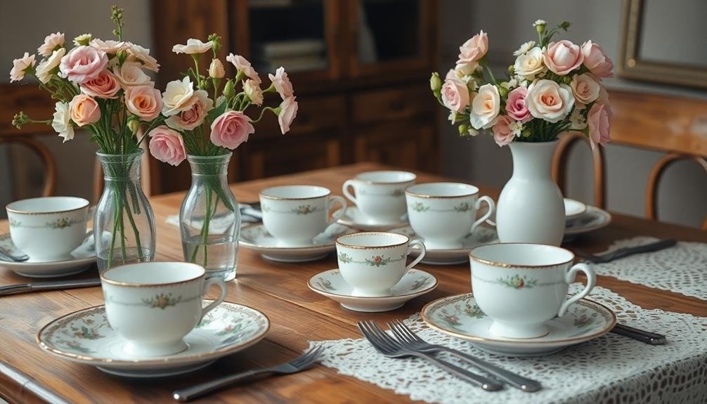 inconsistent china tableware arrangement