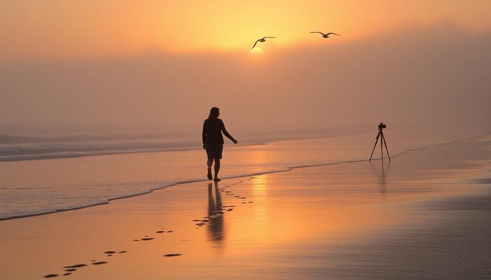 morning walk by seaside