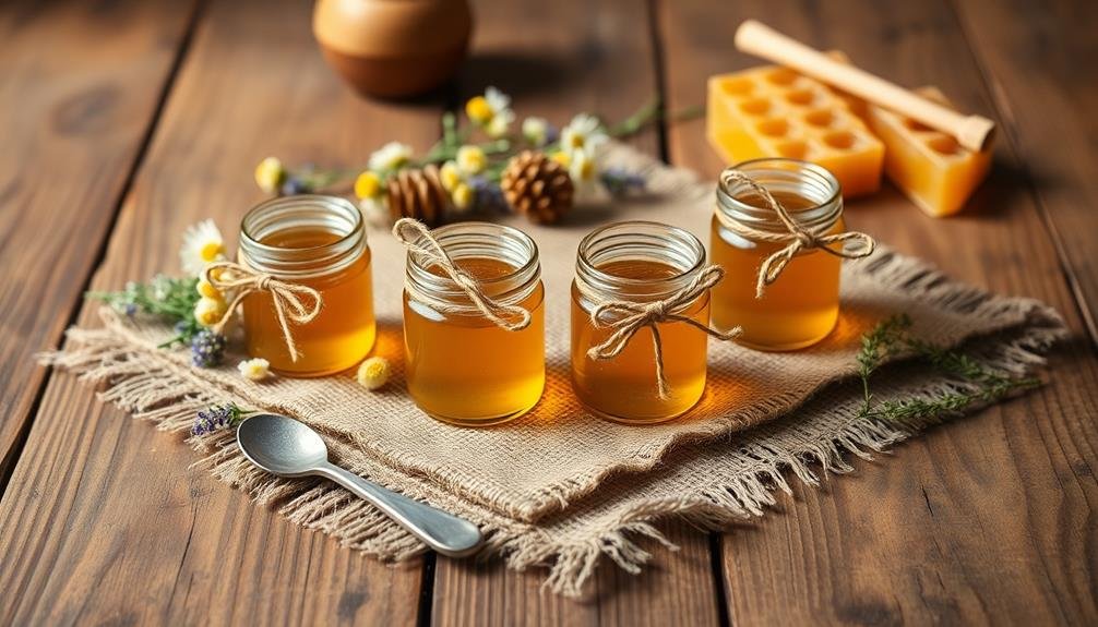 small jars of honey