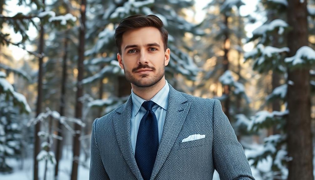 stylish gray herringbone suit