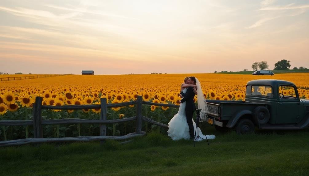 vibrant sunflower fields blooming