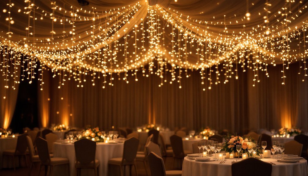 wedding reception fairy lights